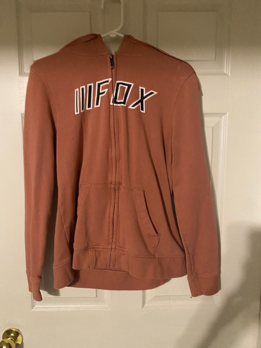 Fox Rust Zip Hoodie with White Accents